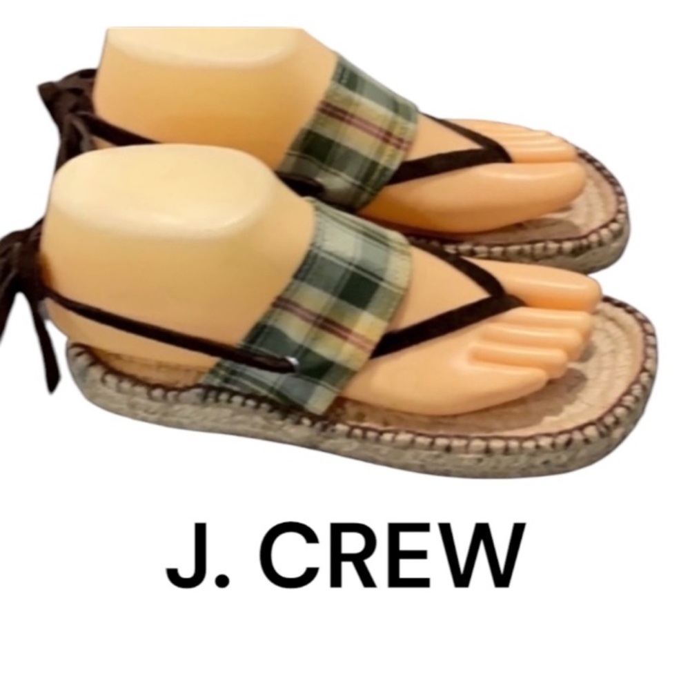 Authentic J. Crew designer canvas espadrilles sandals with suede straps Sz 7